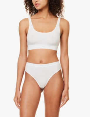 Sloggi Womens Silk White Ever Ease Scoop-neck Stretch-cotton Bralette In Silk White