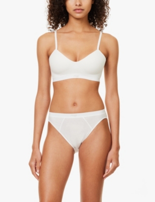 Sloggi Womens Silk White Ever Ease Tai High-leg Stretch-cotton Briefs In Silk White