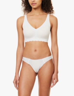Sloggi Womens Silk White Zero Feel Stretch-woven Bralette In Silk White