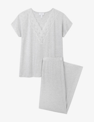 The White Company S Cloud Lace-trim Stretch-jersey Pyjama Set