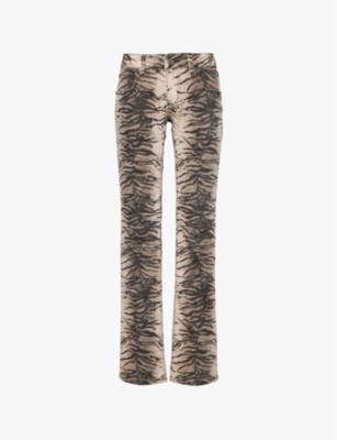 JADED LONDON: Cooper animal-print straight-leg low-rise stretch-denim jeans