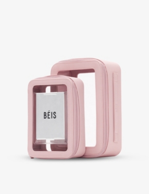 Beis In Atlas Pink Flight Nylon Cosmetic Case Set In In Atlas Pink