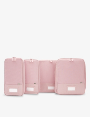Beis In Atlas Pink Compression Woven And Mesh Packing Cubes Set Of Four In In Atlas Pink