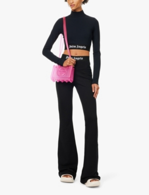 Palm Angels Slim-fit Mock-neck Jersey Top In Black