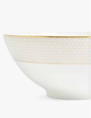 Wedgwood Gio Gold Geometric-pattern Bone-china Soup Noodle Bowl 20cm