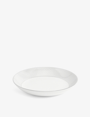 WEDGWOOD: Gio Platinum geometric-pattern bone-china deep plate 22cm