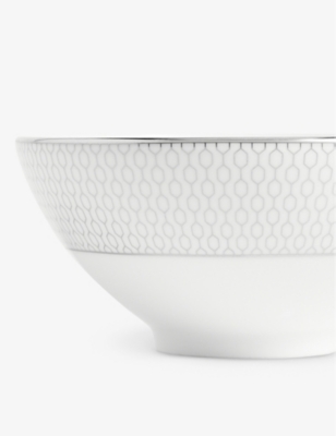Wedgwood Gio Platinum Geometric-pattern Bone-china Rice Bowl 12cm