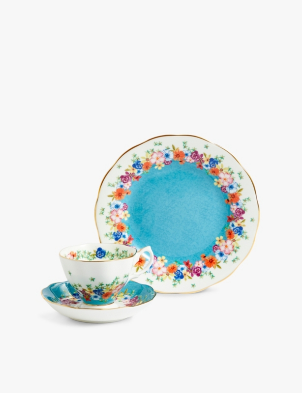 100 Years Florence 1940 bone-china tea-cup, saucer and plate set