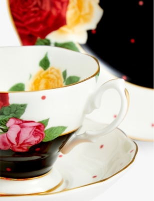 ROYAL ALBERT 100 YEARS 3 PIECE SET JAZZ 1960 BONE-CHINA TEA-CUP, SAUCER AND PLATE SET 