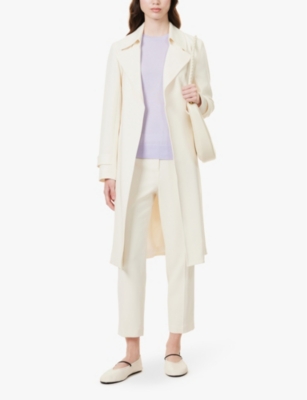 Theory Womens Rice Treeca Cropped Slim-leg Mid-rise Crepe Trousers In White