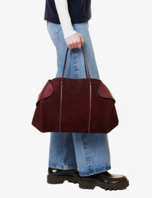 Neous Berenices Suede Tote Bag In Burgundy