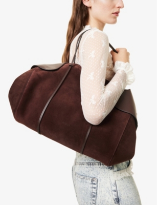 Neous Womens Dark Chocolate Berenices Suede And Leather Shoulder Bag In Dark Chocolate