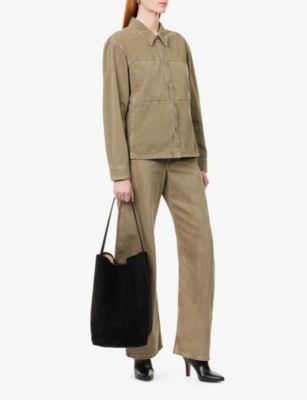 The Row Womens Black Park Large Suede Tote Bag In Black