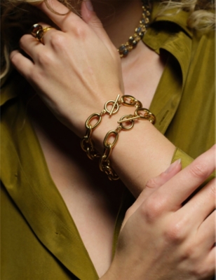 LA MAISON COUTURE: Amadeus Lola T-bar 18ct yellow gold-plated recycled brass bracelet