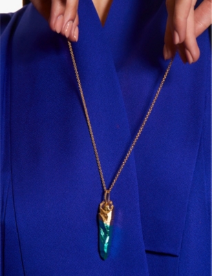 La Maison Couture The Rock Hound Hotrocks Alchemy Wand Ceramic-coated 18ct Yellow Gold-plated Vermeil Recycled Sterlin In Green