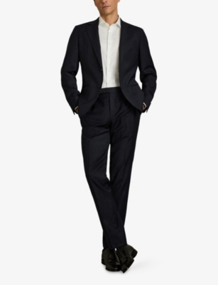 Reiss Womens  Hatch Slim-fit Straight-leg Stretch Wool-blend Trousers In Navy