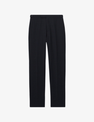 Reiss Womens  Hatch Slim-fit Straight-leg Stretch Wool-blend Trousers In Navy