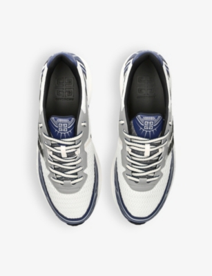 Shop Givenchy Mens Nfnty-52 Faux-leather And Mesh Low-top Trainers White/navy