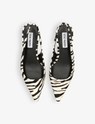 STEVE MADDEN: Kari zebra-pattern leather slingback courts