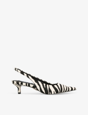 STEVE MADDEN: Kari zebra-pattern leather slingback courts