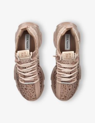STEVE MADDEN: Mistica Rhinestone-Embellished Mesh Low-Top Trainers