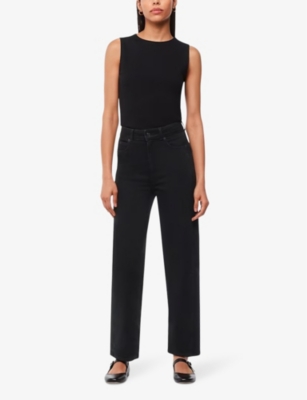 WHISTLES: Barrel-leg high-waist stretch-denim jeans