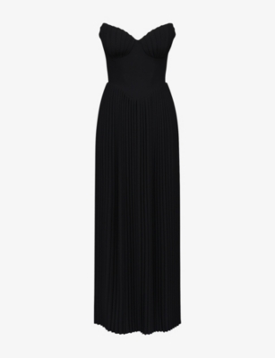 House OF CB Marcella Pleated Woven Maxi Dress - Berry