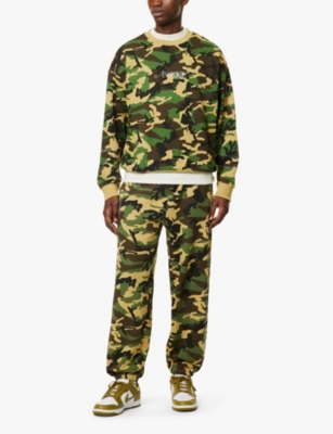 Rhinestone-text relaxed-fit cotton-jersey jogging bottoms