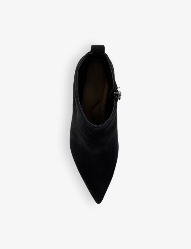 Obsessively logo-badge stiletto-heel suede ankle boots