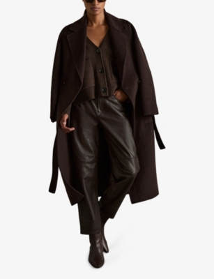 Shop Reiss Womens  Rosie Wool And Cashmere-blend Cardigan In Chocolate