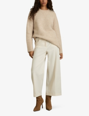 REISS WOMENS NEUTRAL BIRDIE BRUSHED-TEXTURE KNITTED JUMPER 