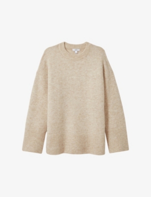 Reiss Womens Birdie Brushed-texture Knitted Jumper Neutral In Neutral