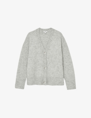 Reiss Womens  Robyn Brushed Alpaca Wool-blend Cardigan In Grey