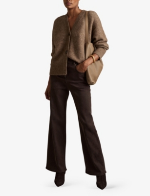 REISS: Robyn Brushed Alpaca Wool-Blend Cardigan
