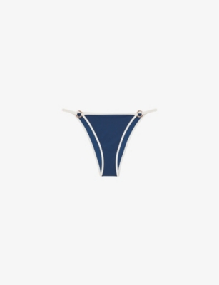 REISS: Bianca Contrast-Trim Fixed Stretch-Woven Bikini Bottoms