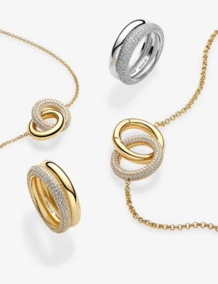 SIF JAKOBS: Carrara Due Piccolo 18ct yellow gold-plated sterling silver and zirconia pendant necklace
