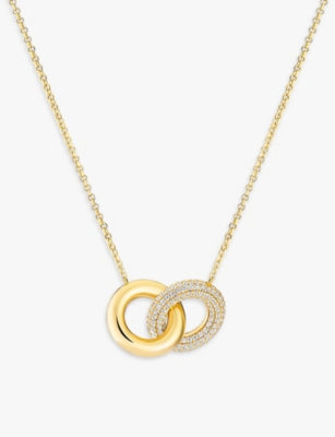 SIF JAKOBS: Carrara Due Piccolo 18ct yellow gold-plated sterling silver and zirconia pendant necklace