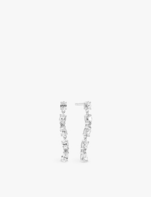 SIF JAKOBS: Ellera Ovale Sette sterling-silver and zirconia drop earrings