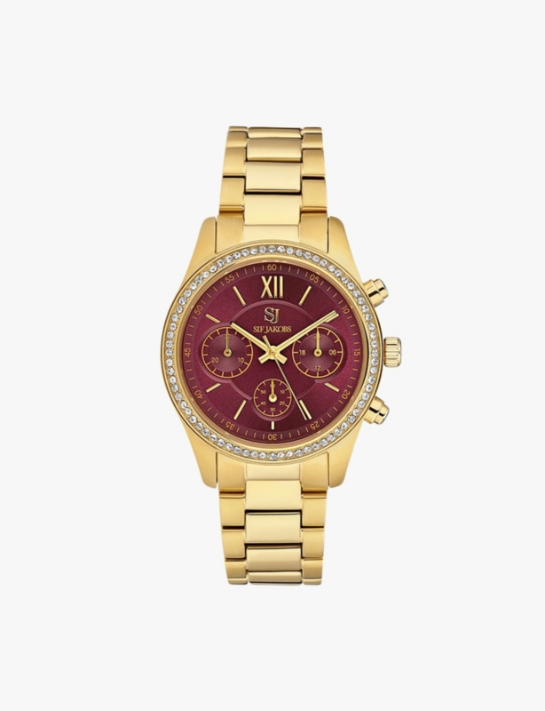 SJ-W2407-CZ-YG Domenica 18ct yellow gold-plated stainless steel and zirconia quartz watch