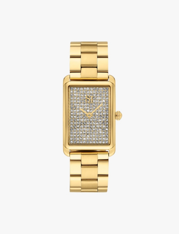 SJ-W1034-CZ-YG Santina yellow gold-plated stainless steel and zirconia quartz watch