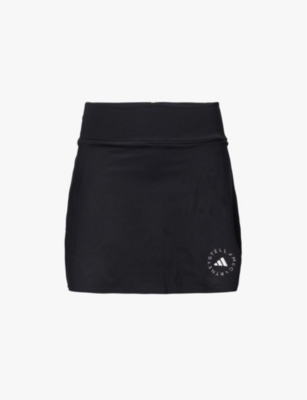 Adidas By Stella Mccartney Womens Black Truepurpose Brand-print Recycled-polyester Skort