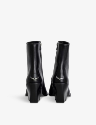 Zadig & Voltaire Cara 70mm Leather Boots In Noir