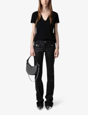 Zadig & Voltaire Womens Noir Celsy Five-buttoned Cashmere T-shirt In Noir