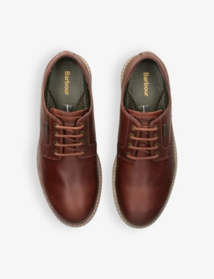 Shop Barbour Mens Sandstone Leather And Canvas Derby Shoes Brow In Brown