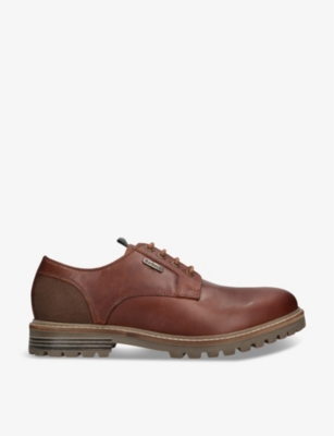 Barbour Mens Sandstone Leather And Canvas Derby Shoes Brow In Brown