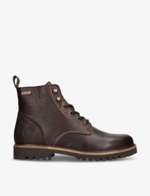 Barbour Mens Foggy Lace-up Leather Ankle Boots Brow In Brown