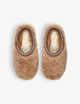Ugg Sheepskin Tasman Maxi Curly Slippers In Brown