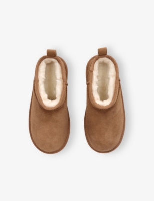 Ugg Kids Classic Ultra Mini Twinface Sheepskin Booties In Brown