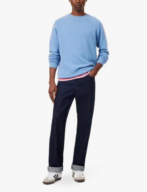 Crew-neck raglan-sleeves regular-fit wool jumper