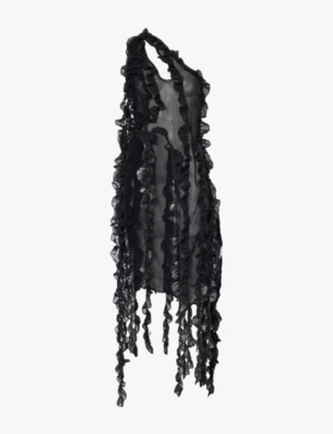 Amy Lynn Womens Black Suki Ruffled Woven Top In Black